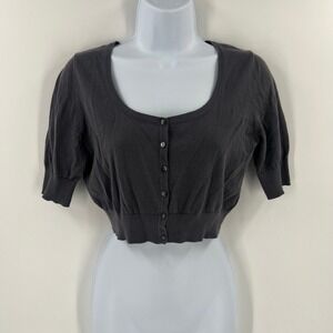 Old Navy Gray Cropped Cardigan S Button Up Short Sleeve Coquette Minimalist
